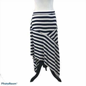 Gap Asymmetrical Blue‎ and White Striped Skirt XS